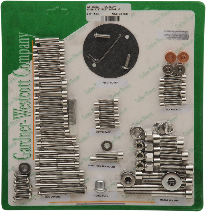 Gardner-Westcott Bolt Kit - Motor Set - Socket-Head Sp-80-87