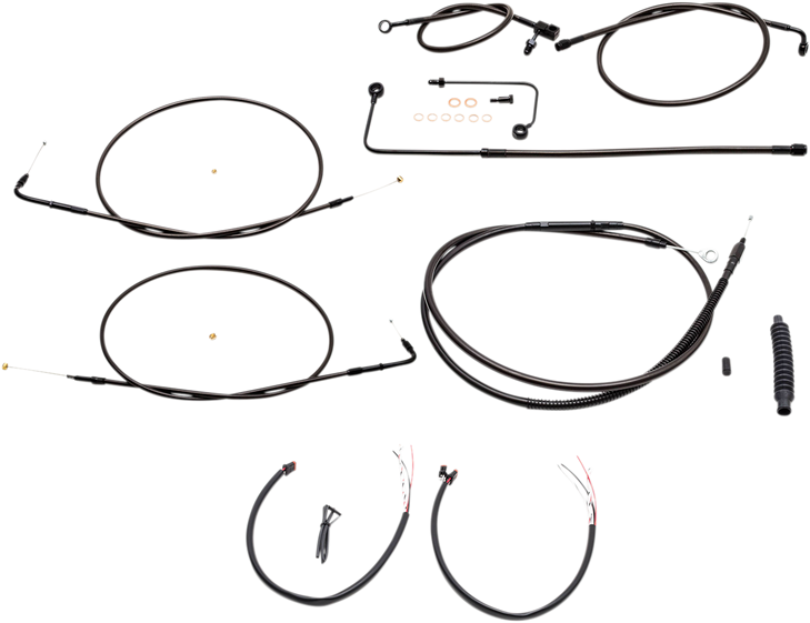 La Choppers Handlebar Cable/Brake Line Kit - Complete - 15" - 17" Handlebars - Midnight La-8151Kt2A-16M