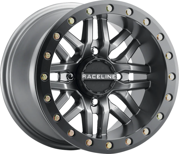 Raceline Wheels Wheel - Ryno - Beadlock - Front/Rear - Gun Metal Gray/With Black Ring - 14X7 - 4/137 - 5+2 A91G-47037-52