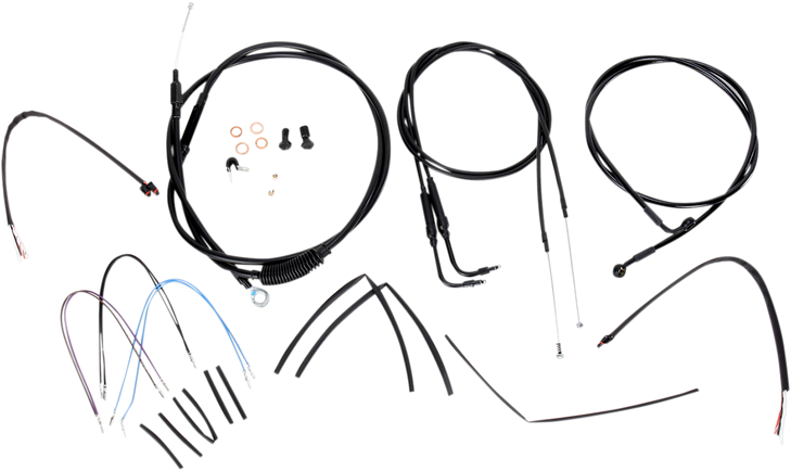Burly Brand Complete Black Vinyl Handlebar Cable/Line Kit For Ape Hanger Handlebars - 18" B30-1074