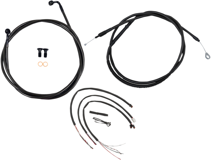 La Choppers Handlebar Cable/Brake Line Kit - Complete - 15" - 17" Handlebars - Midnight La-8153Kt2-16M