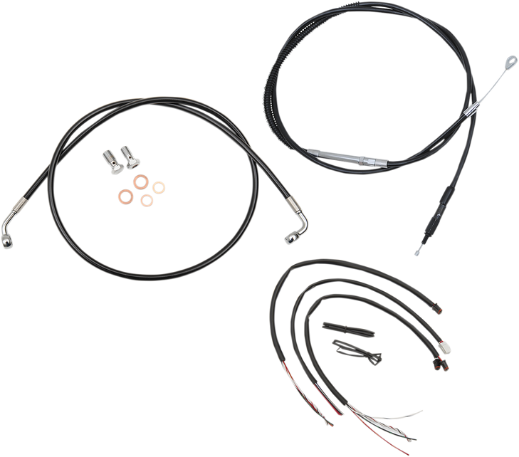 La Choppers Handlebar Cable/Brake Line Kit - Complete - 12" - 14" Handlebars - Black Vinyl La-8153Kt2-13B