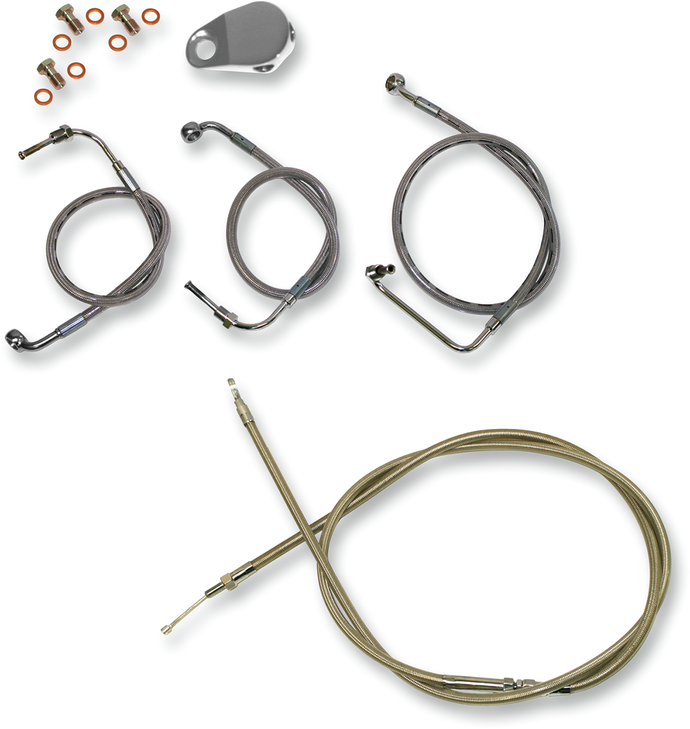 La Choppers Handlebar Cable/Brake Line Kit - 15" - 17" Ape Hanger Handlebars - Stainless Steel La-8011Kt-16