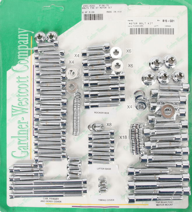 Gardner-Westcott Bolt Kit - Motor Set - Socket-Head - Fxd P-96-75