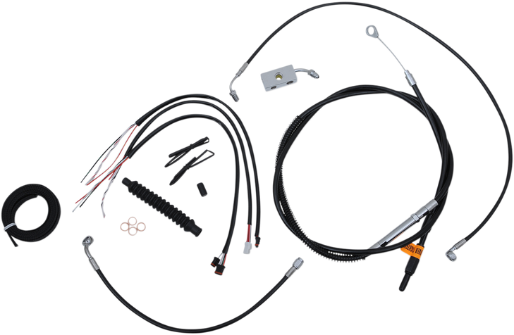 La Choppers Handlebar Cable/Brake Line Kit - Complete - 15" - 17" Handlebars - Black Vinyl La-8152Kt2-16B