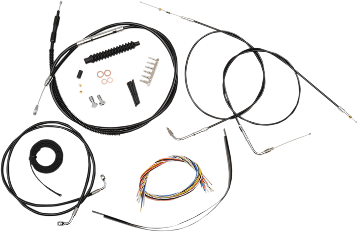 La Choppers Handlebar Cable/Brake Line Kit - Complete - 18" - 20" Handlebars - Black Vinyl La-8110Kt2A-19B