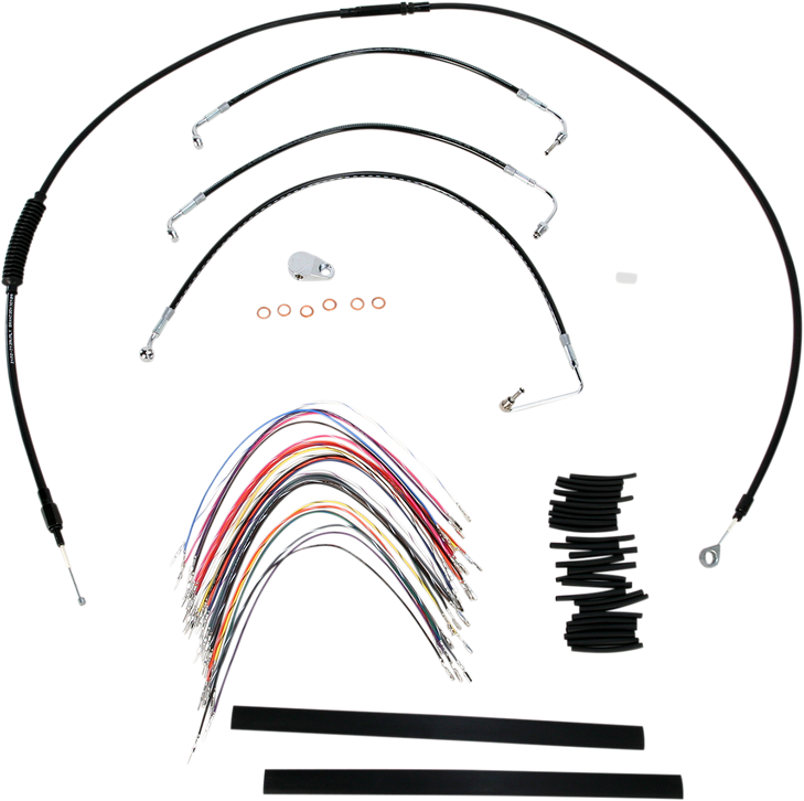 Burly Brand Complete Black Vinyl Handlebar Cable/Line Kit For Ape Hanger Handlebars - 13" B30-1032