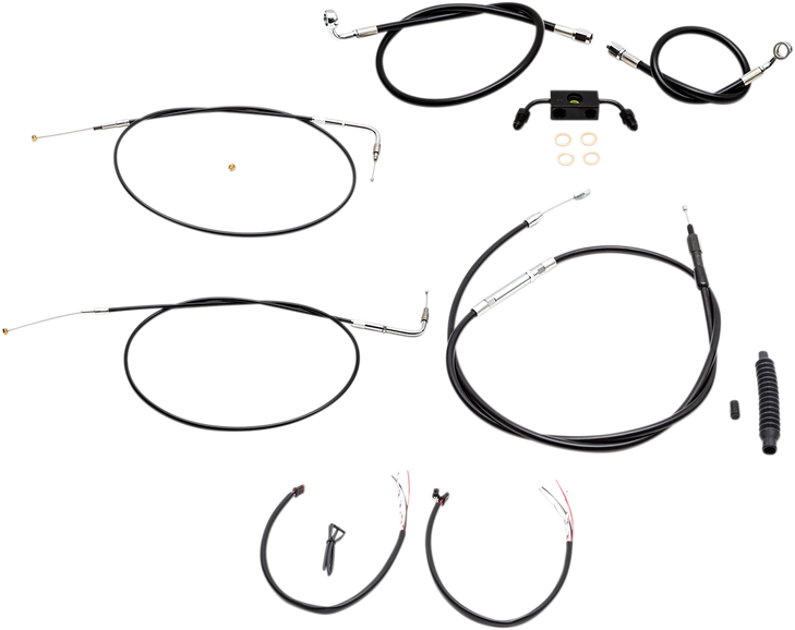 La Choppers Handlebar Cable/Brake Line Kit - Complete - 15" - 17" Handlebars - Black Vinyl La-8321Kt2-16B