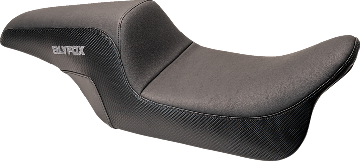 Drifter Seat - Gray Logo - Smooth Vinyl - Carbon Fiber - Dyna '06-'17 Slyfox4682B
