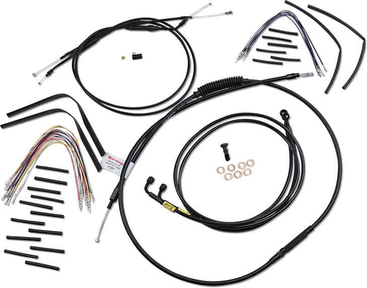 Burly Brand Complete Black Vinyl Handlebar Cable/Line Kit For Ape Hanger Handlebars - 12" B30-1192