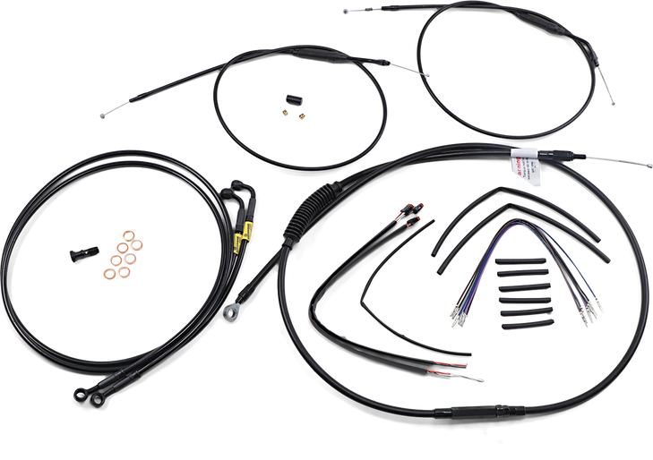 Burly Brand Complete Black Vinyl Handlebar Cable/Line Kit For Ape Hanger Handlebars - 12" B30-1202