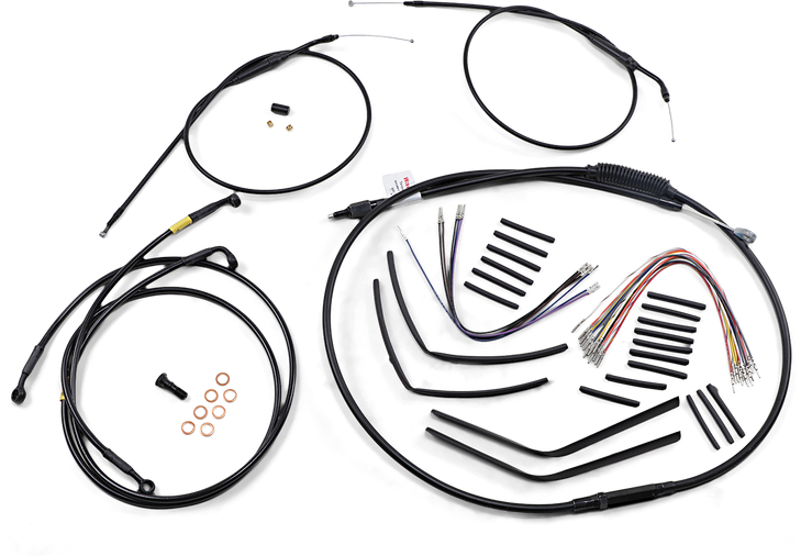 Burly Brand Jail Bar Cable Kit - 12" Handlebars - Black Vinyl B30-1190