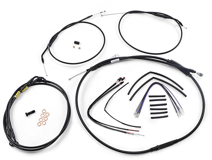 Burly Brand Jail Bar Cable Kit - 12" Handlebars - Black Vinyl B30-1200