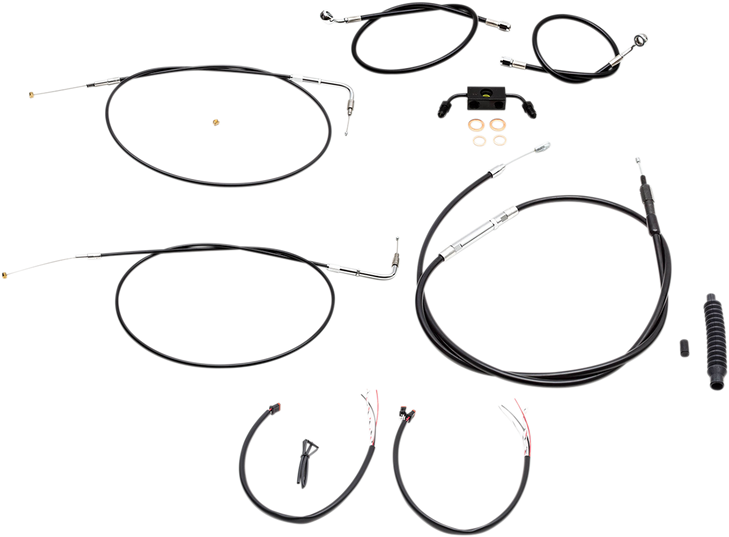 La Choppers Handlebar Cable/Brake Line Kit - Complete - 12" - 14" Handlebars - Black Vinyl La-8211Kt2-13B
