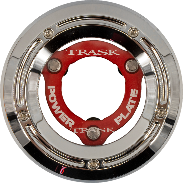 Trask Derby Cover And Power Plate Kit M8 Sftl Chrm/Red Tm-0052-Ch-Rd