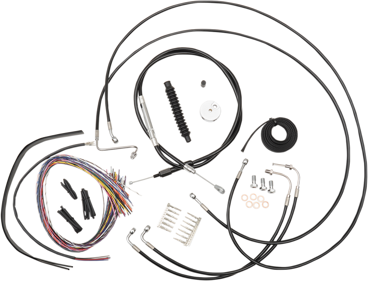 La Choppers Handlebar Cable/Brake Line Kit - Complete - 15" - 17" Handlebars - Black Vinyl La-8050Kt2-16B