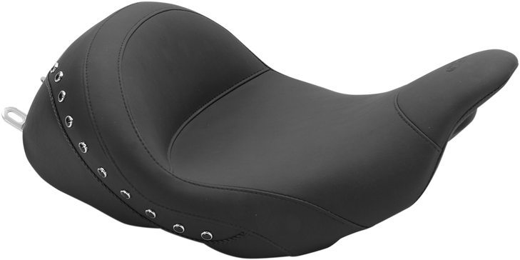 Mustang Lowdown Seat With Driver Backrest - Black Studded 76082