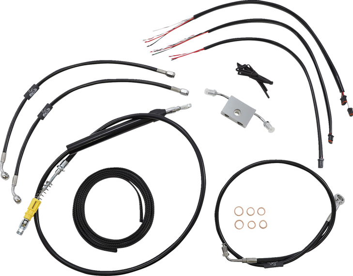 La Choppers Handlebar Cable/Brake Line Kit - Quick Connect - Complete - 15" - 17" Handlebars - Black La-8157Kt2-16B