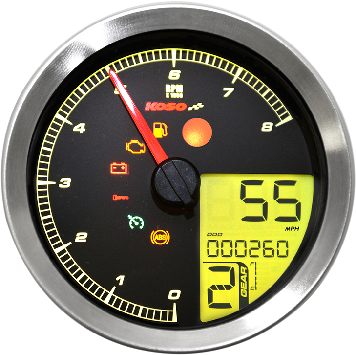 Koso North America Multi-Function Speedometer/Tachometer - Hd-04 - Chrome Ba051201