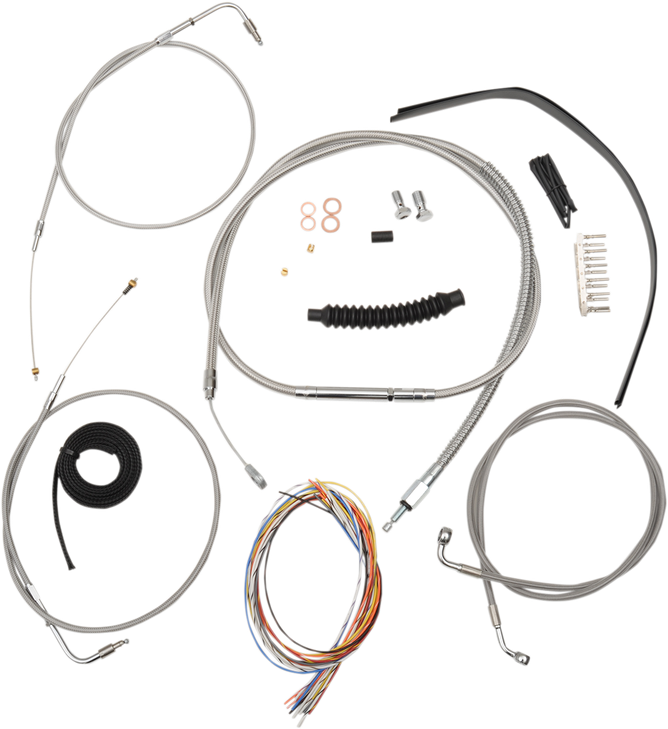 La Choppers Handlebar Cable/Brake Line Kit - Complete - Mini Handlebars - Stainless La-8310Kt2-08