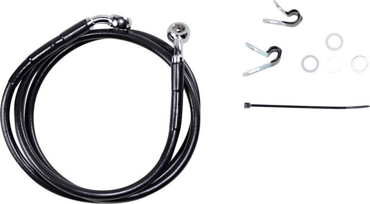 Drag Specialties Brake Line - Front - Black - +6" - Xl