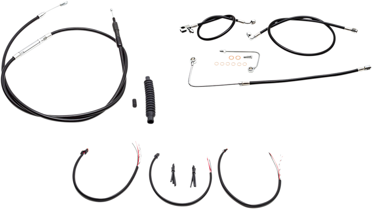 La Choppers Handlebar Cable/Brake Line Kit - Complete - Mini Handlebars - Black Vinyl La-8151Kt2B-08B