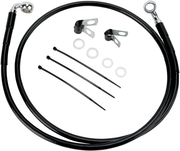 Drag Specialties Brake Line - Front - Black - +4" - Fxdl '01-'05