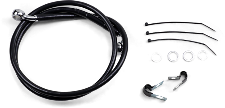 Drag Specialties Brake Line - Front - Black - +2" - Fxd '00-'05