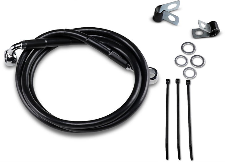 Drag Specialties Brake Line - Front - Black - +4" - '99-'07 Fxst