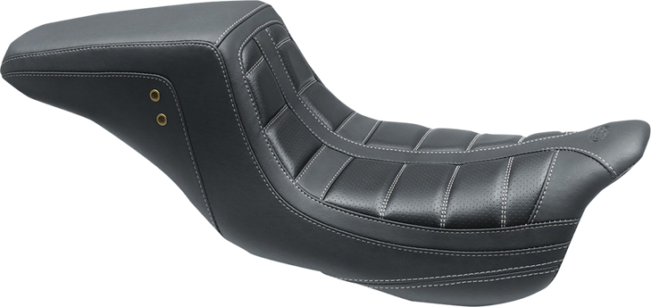 Mustang Squareback One-Piece Seat - Tuck And Roll - Black W/ Gun Metal Stitching 75239Gm