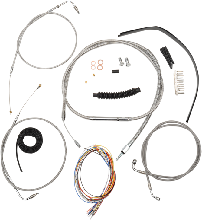 La Choppers Handlebar Cable/Brake Line Kit - Complete - 12" - 14" Handlebars - Stainless La-8320Kt2A-13
