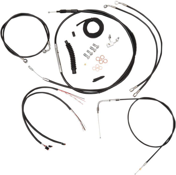 La Choppers Handlebar Cable/Brake Line Kit - Complete - 12" - 14" Handlebars - Black Vinyl La-8150Kt2-13B