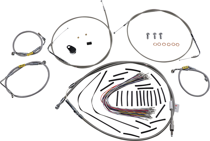 Burly Brand Control Kit For Early Touring Bikes With Bagger Bar Handlebars - 13" - Stainless B30-1292