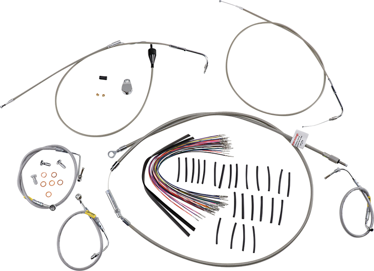 Burly Brand Control Kit For Early Touring Bikes With Bagger Bar Handlebars - 15" - Stainless B30-1297