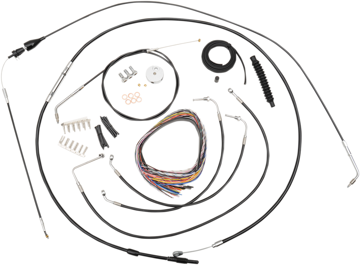 La Choppers Handlebar Cable/Brake Line Kit - Complete - 15" - 17" Handlebars - Black Vinyl La-8005Kt2A-16B