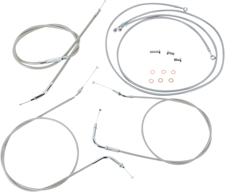 Baron Stainless Handlebar Cable/Line Kit - 18" - 20" - '99 - '03 Roadstar Ba-8021Kt-18