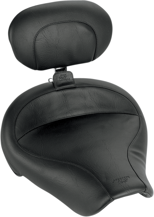 Mustang Wide Solo Seat - With Backrest - Vintage - Black - Smooth - Fxdwg '96-'03 79129