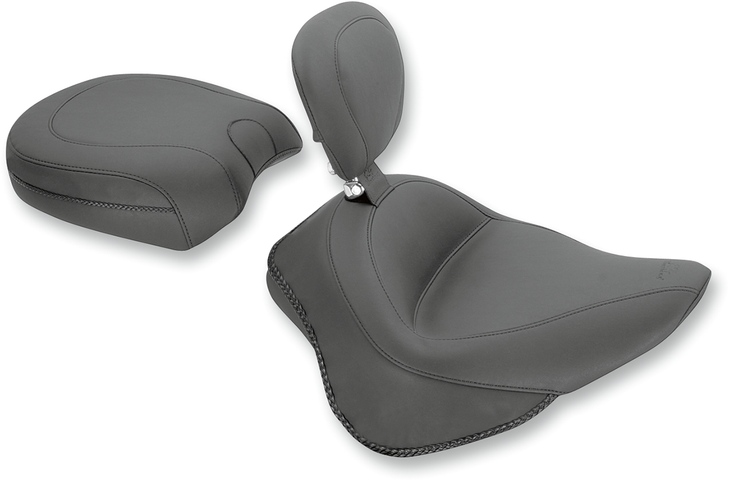 Mustang Wide Solo Seat - With Backrest - Vintage - Black - Smooth 79742