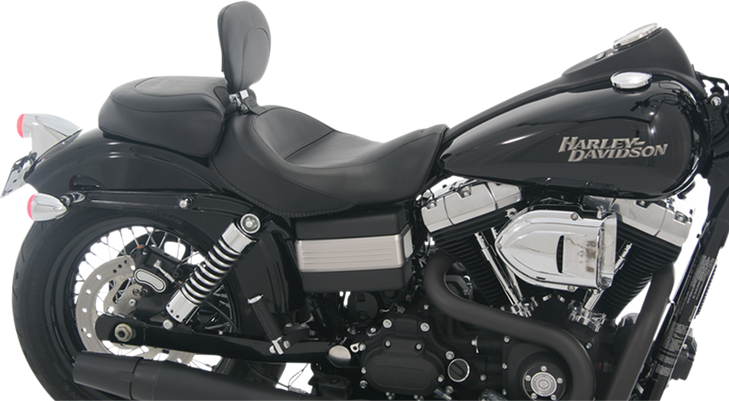 Mustang Wide Solo Seat - With Backrest - Vintage - Black - Smooth - Fxd '06-'17 79358