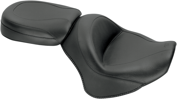 Mustang Seat - Vintage - Wide - Touring - Without Driver Backrest - Two-Piece - Smooth - Black - Stryker 76661
