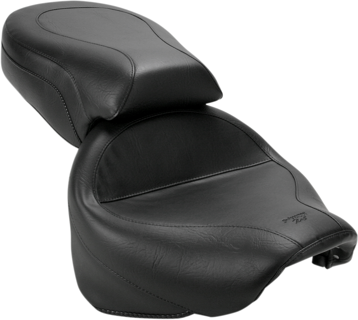 Mustang Seat - Vintage - Wide - Touring - Without Driver Backrest - Two-Piece - Smooth - Black 75217