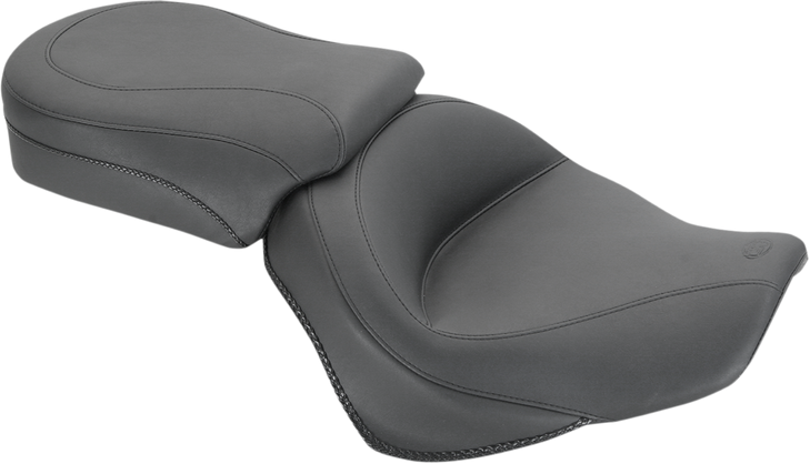 Mustang Seat - Vintage - Wide - Touring - Without Driver Backrest - Two-Piece - Smooth - Black 76831