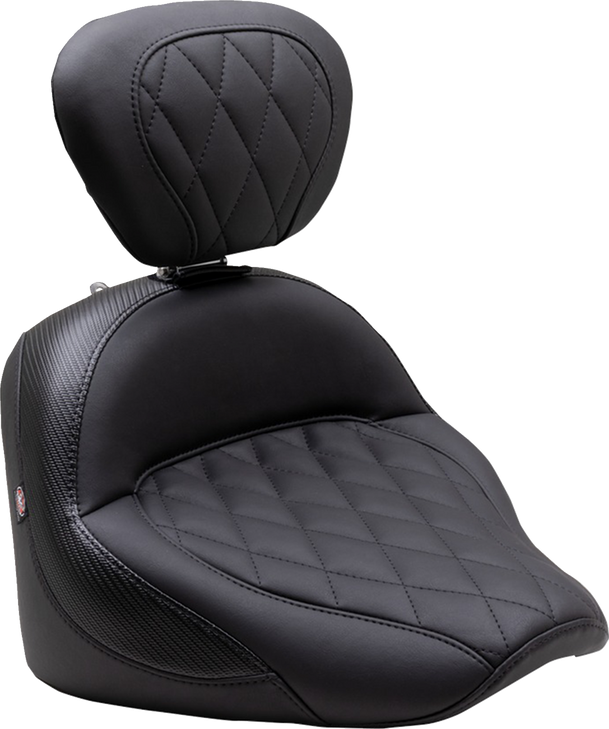 Mustang Solo Touring Seat - W/ Driver Backrest - Black - Diamond Stitch - Chief '22-'23 89740