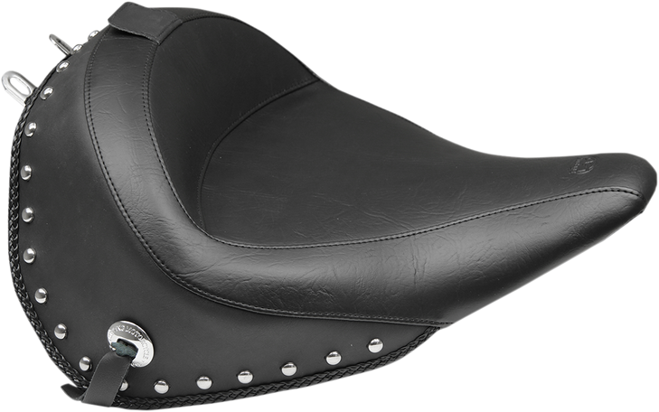 Mustang Wide Solo Seat - With Backrest - Black - Studded W/Concho 79915