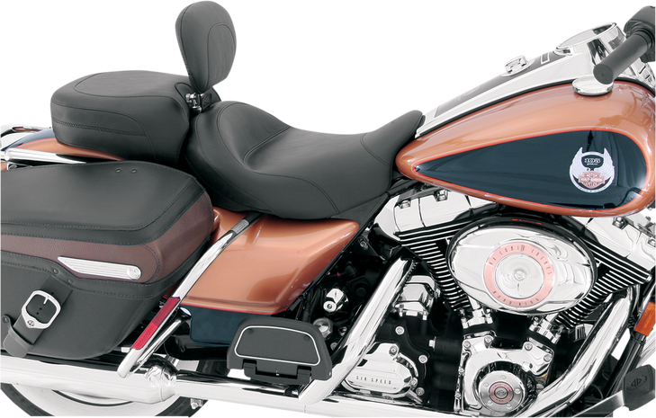 Mustang Wide Solo Seat - With Backrest - Vintage - Black - Smooth - Fl '08+ 79600