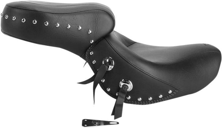 Mustang Seat - Wide - Touring - Without Backrest - One-Piece - Chrome Studded - Black W/Conchos - Vt1100 75008