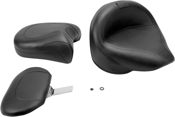 Mustang Seat - Vintage - Wide - Touring - With Driver Backrest - Two-Piece - Smooth - Black - Xvs 79221