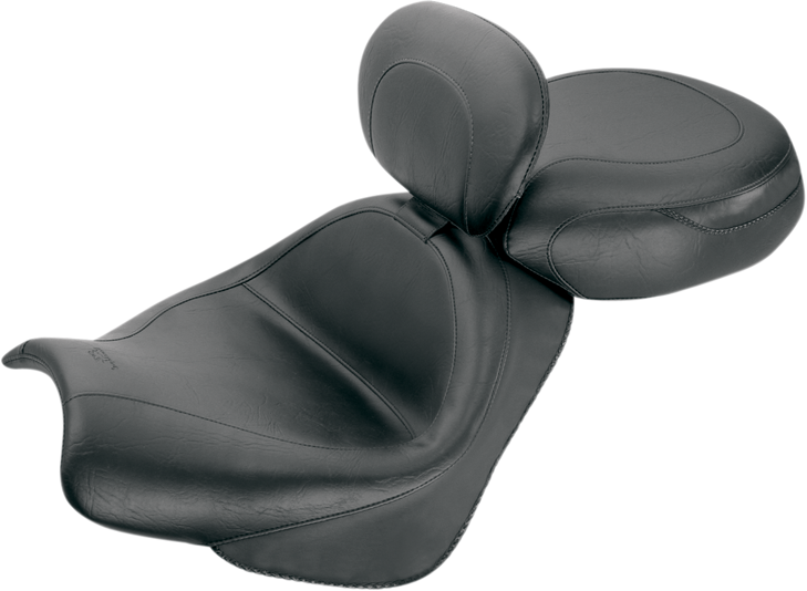 Mustang Seat - Vintage - Wide - Touring - With Driver Backrest - Two-Piece - Smooth - Black - Vtx18 79341