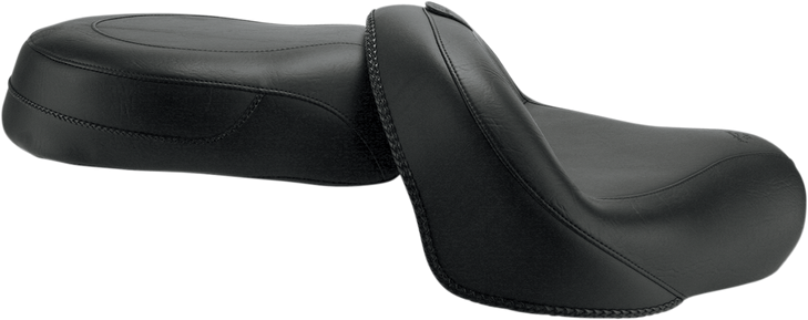 Mustang Seat - Vintage - Wide - Touring - With Driver Backrest - Two-Piece - Smooth - Black - Vstar 950 79571