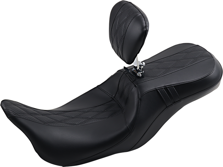 Le Pera Outcast Gt Seat - 2-Up - With Backrest - Black Double Diamond - Perforated - Fl '08-'22 Lk-997Brgt2
